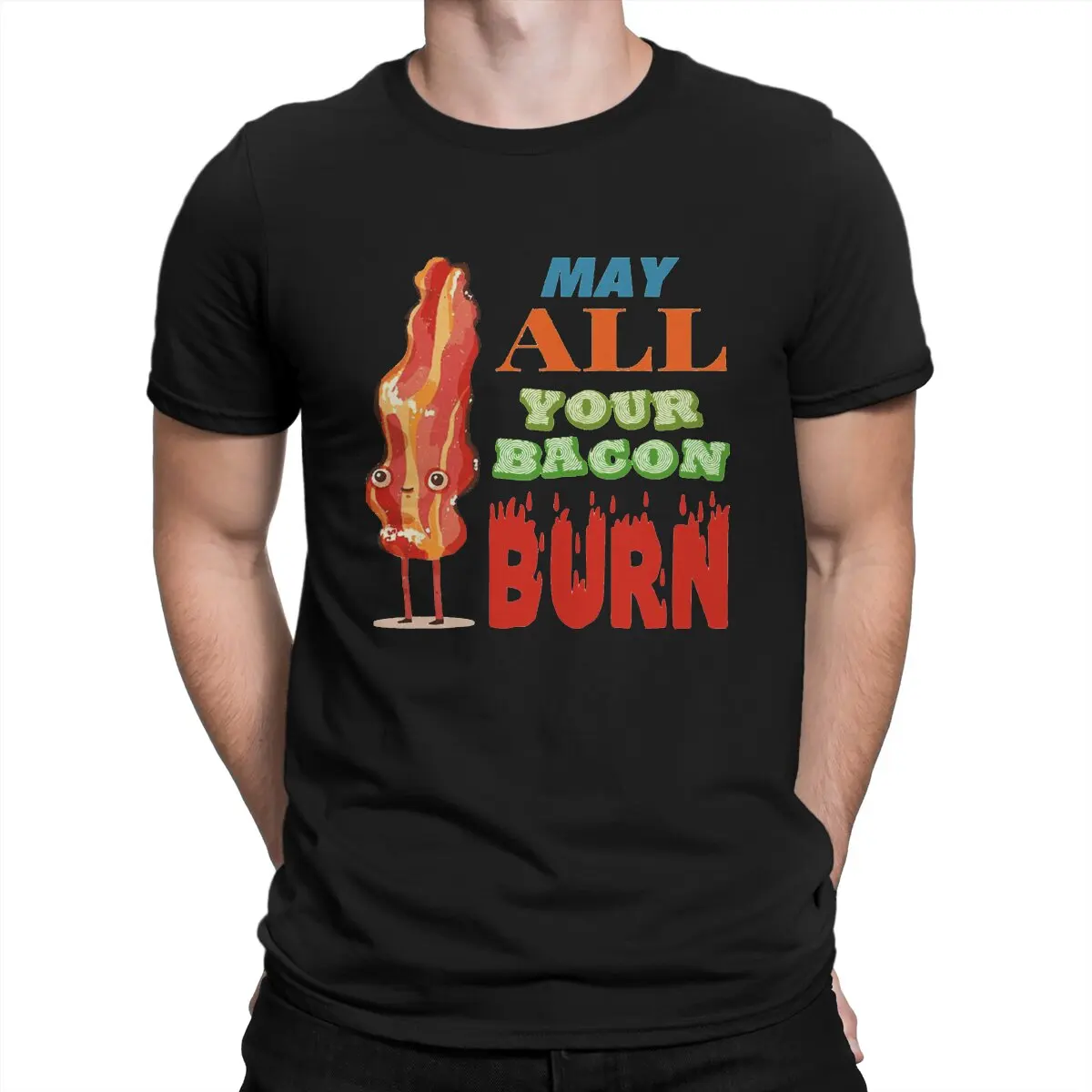 

Men Calcifer May all Your Bacon Burn Cute T Shirt Howls Moving Castle Sophie Animated Film Pure Cotton Tops Creative Shirt