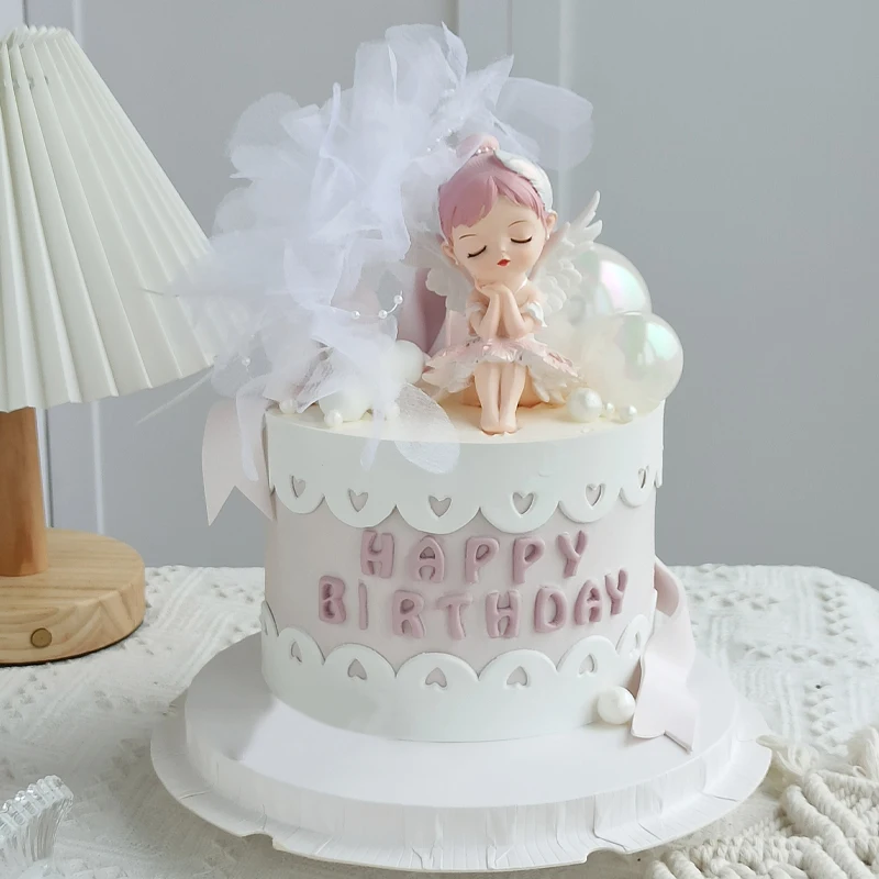 

Angel Wing Cake Topper Girl Birthday Decoration 1 Year Old Princess Fairy Cake Baking Children's Deco Christening Birthday