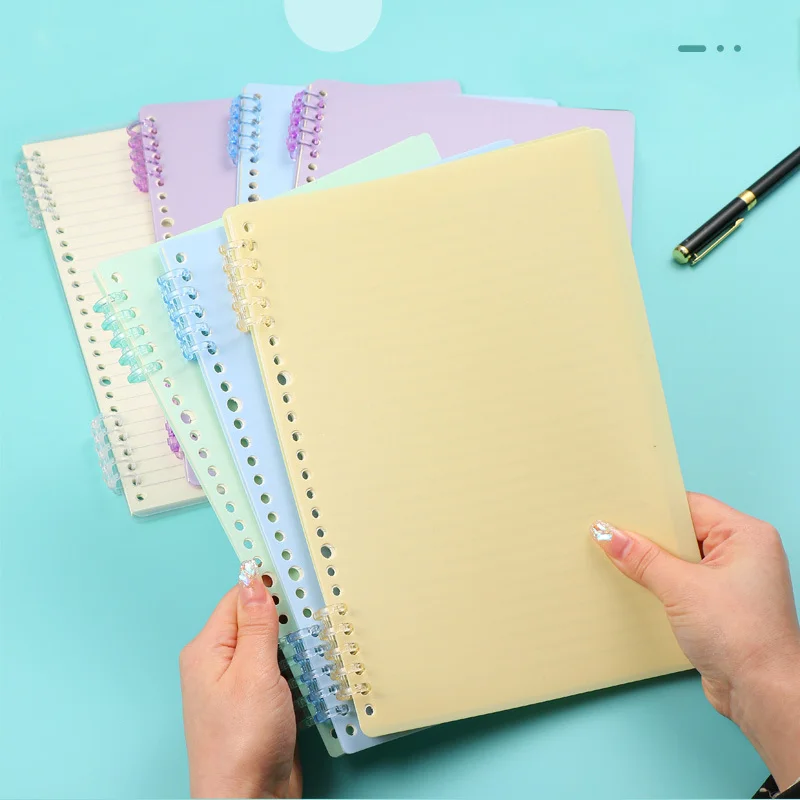 

5-Hole Detachable Buckle Loose-leaf Binder Morandi Color Hand Account Notebook DIY Plastic Binder Binding Supplies 2pcs/set