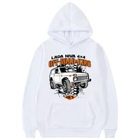 lada nive 4x4 off road king car graphic print hoodie mens loose brand sweatshirt tops men women outdoor fleece oversized hoodies