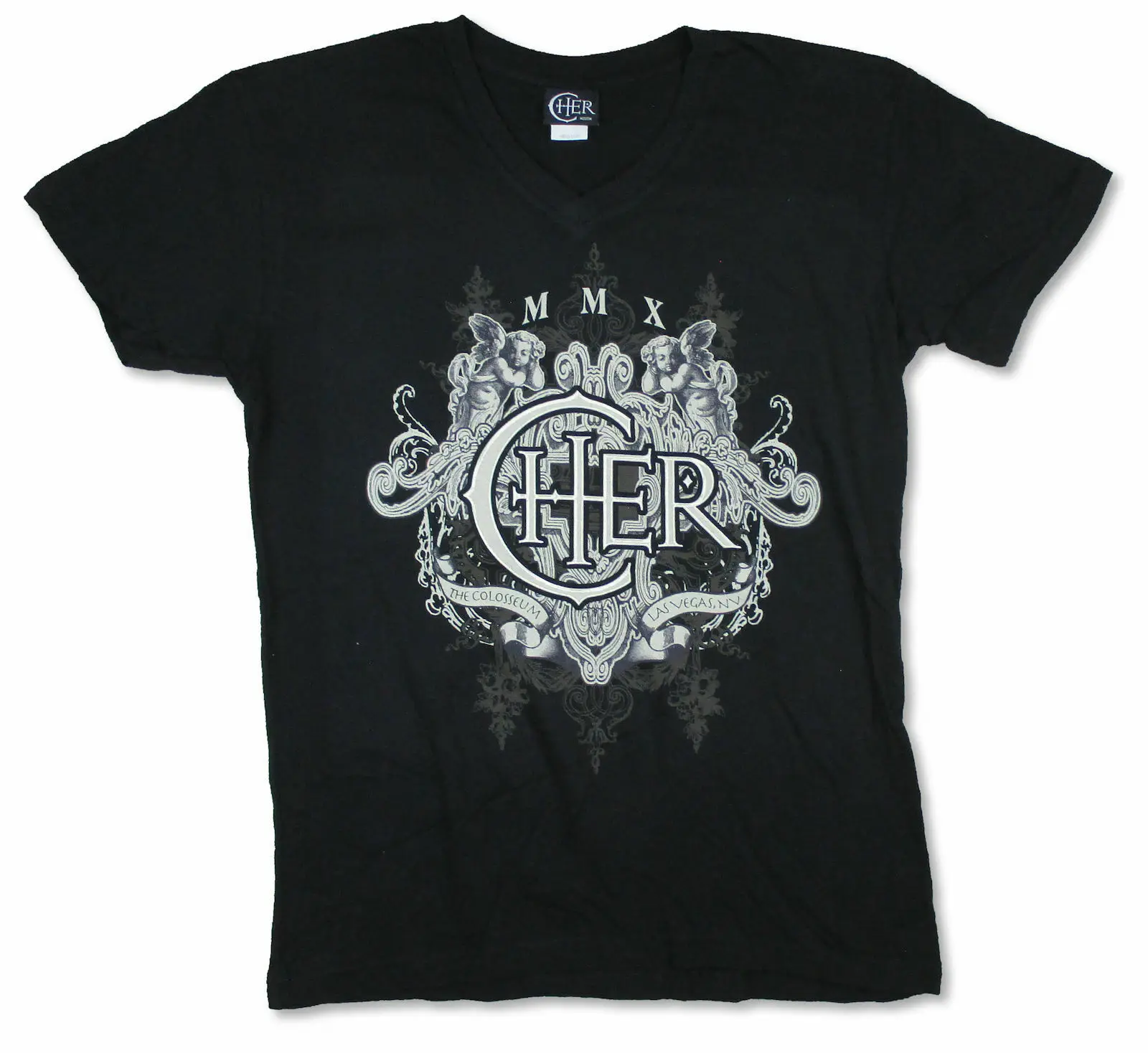 

Cher The Colosseum Vegas Black V-Neck T-Shirt NEW