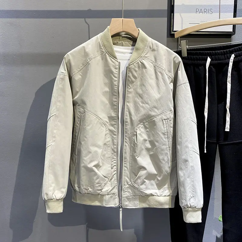 

2022 Men's Spring Autumn New Korean Short Baseball Uniform Jackets Male Solid Color Outwear Men Long Sleeve Casual Coats C61