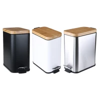 step trash can garbage rubbish bin with bamboo lid waste container organizer bathroom kitchen office decor