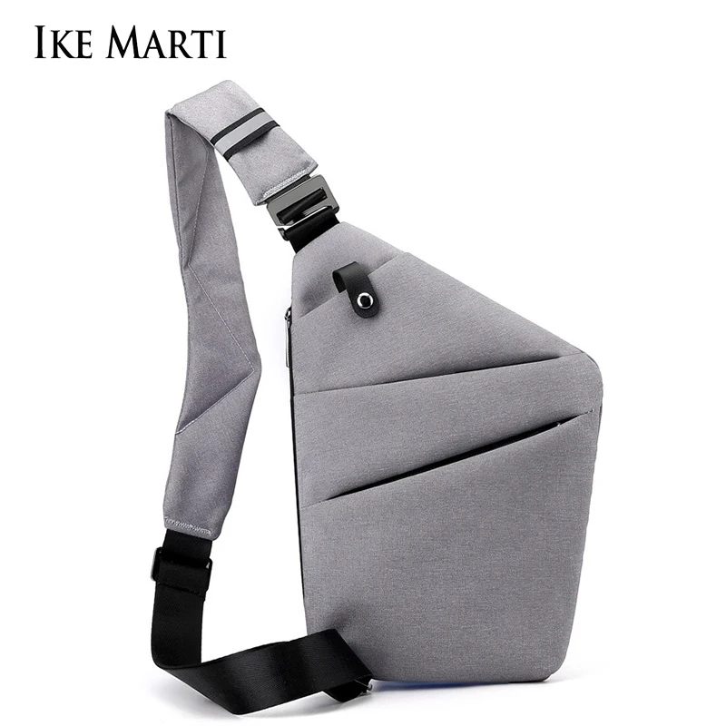 IKE MARTI Men Ultra Thin Anti-theft Small Chest Bag Mini Cross Body Bags Male One Shoulder Sling Bag For Travel Sport Canvas Bag
