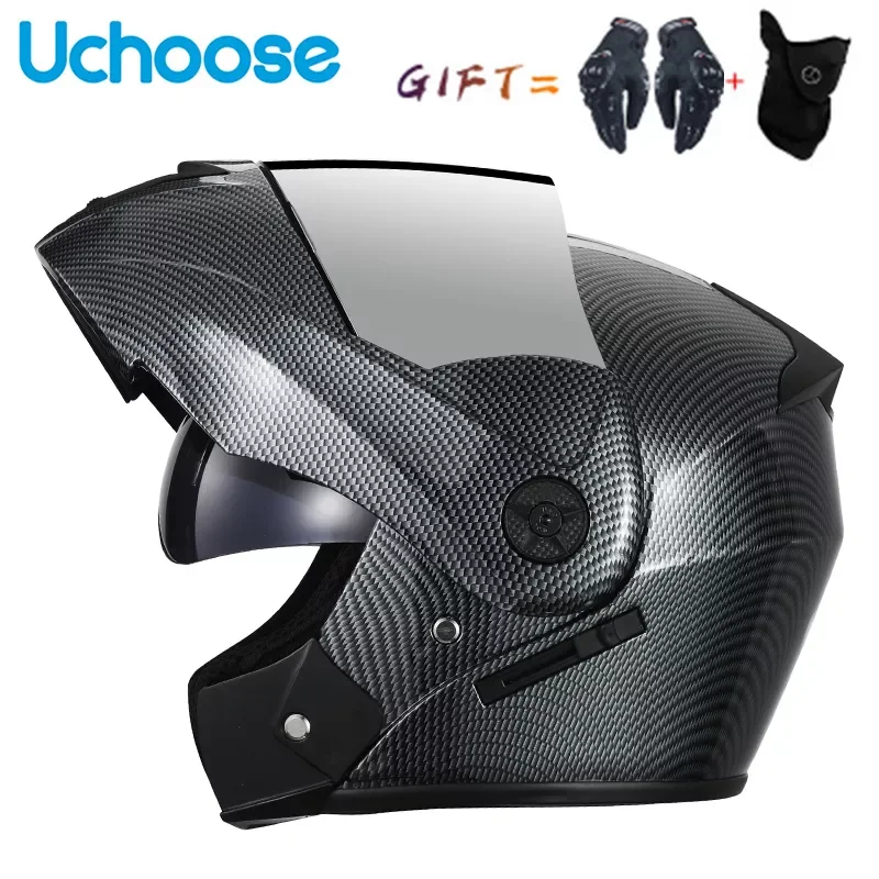 

Мотоциклетный шлем с откидной крышкой, модульные шлемы для мотокросса с двойными стеклами, для взрослых, 2021