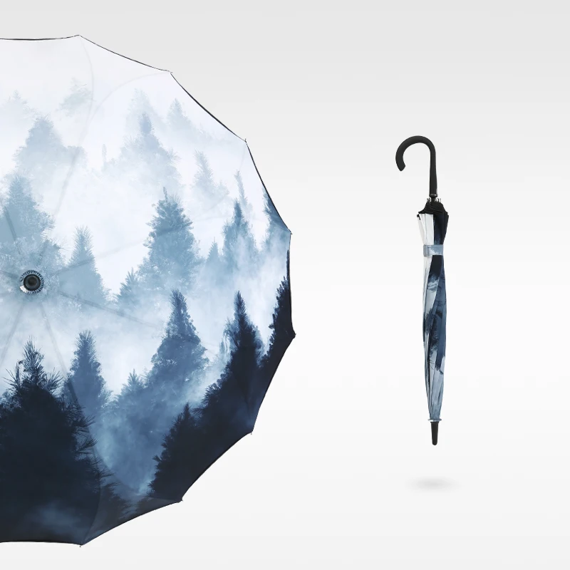 Long Handle Patio Windproof Umbrella Hook Chinese Japanese Rain Women Academy for Girls Regenschirm Products