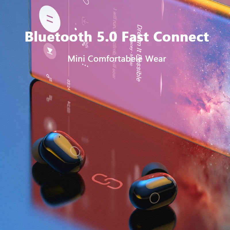 A10S Earphone Bluetooth TWS Wireless Headphone 5.0 Dual Stereo Noise Reduction Sport Bass Touch Control Headset Long Standby