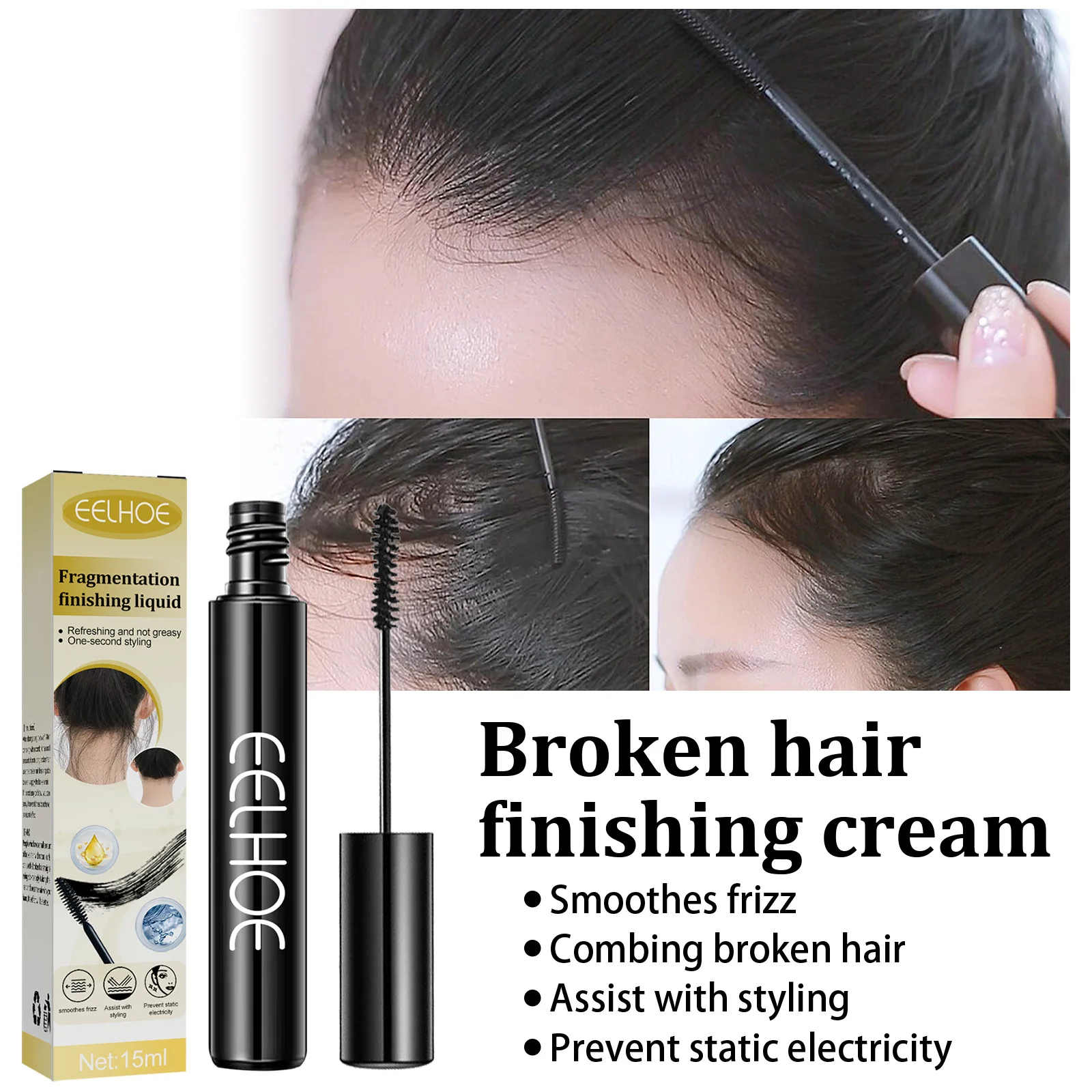 

EELHOE Broken Hair Feeling Finishing Stick Hair Smoothing Cream White To Black Fast Fix Untidy Hair Finishing Stick Styling Gel