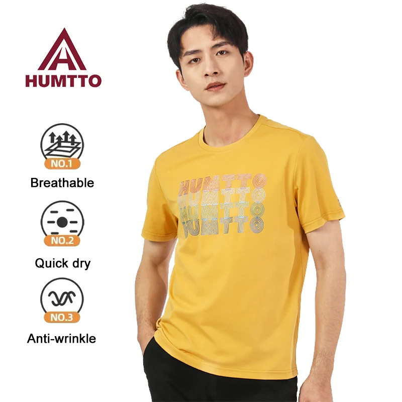 

HUMTTO Breathable Casual T Shirt for Men 2022 High Quality Summer Fashion T-shirts Mens O-Neck Tops Tees Short Sleeve Clothing