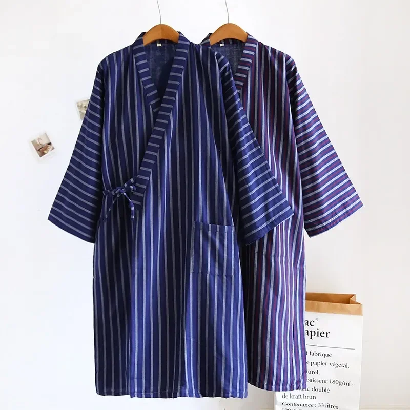 

Gauze Style Cotton Japanese Household Spring Homewear Full Nightgown Couples Comfort Fall Lovers Sleeve Robe Men Women