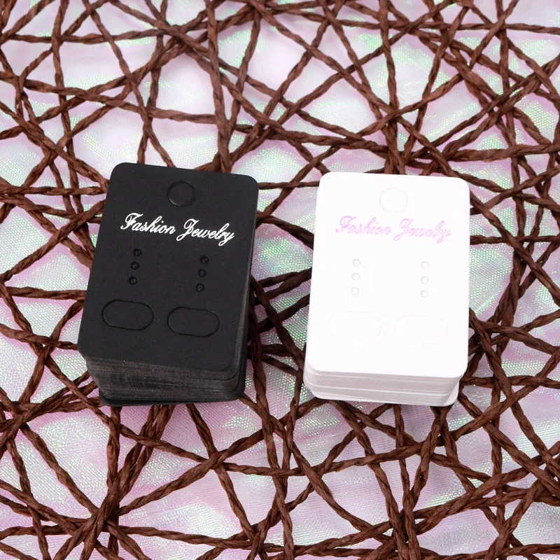

Hot Sale 100Pcs/Lot 3.2x4.5cm Paper Earrings Card Ear Studs Display Packaging Cards Rectangle Jewelry Holder Cards Black White