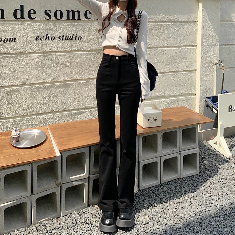 

Джинсы DD2175 с высокой талией, женские расклешенные брюки, новый дизайн, узкие джинсы