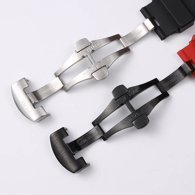 Ремешок силиконовый для часов 24 мм черный с пряжкой-бабочкой |