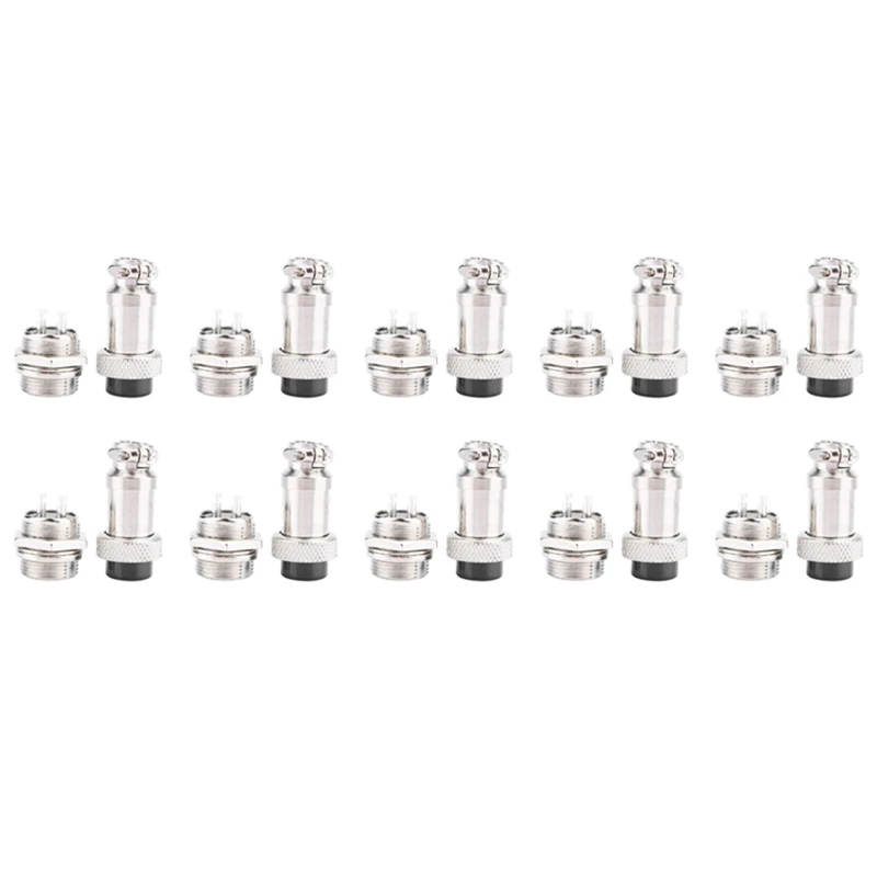 

10X GX16 Aviation Connector 2-Pin 400V Screw Type Male And Female Butt Cable Connector Aviation Plug Socket Connector