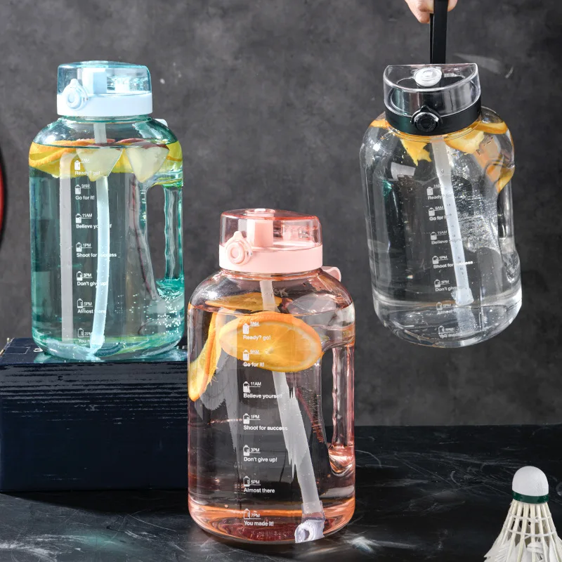 Прозрачная бутылка для воды объемом 2 5 л с соломинкой спортивная чашка фитнеса и