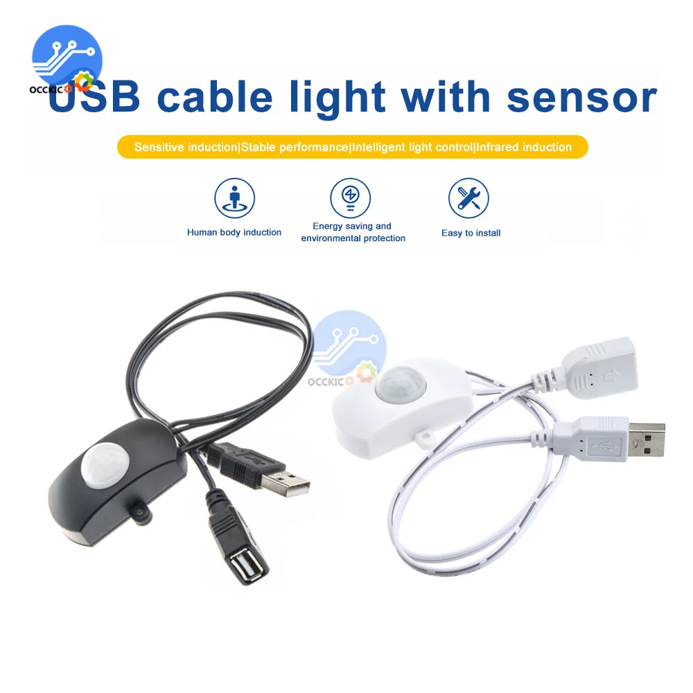 Инфракрасный PIR-датчик движения с питанием от USB, 5 В, 12 В, 24 В постоянного тока, переключатель детектора движения человека, автоматический переключатель для светодиодной ленты