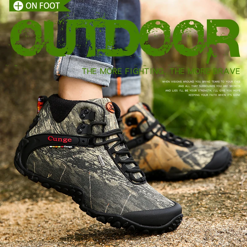 Outdoor Men's Waterproof Hiking Shoes Camouflage Men Tactical Shoes Camping Hiking Boots Non-slip Climbing Trekking Boots Men