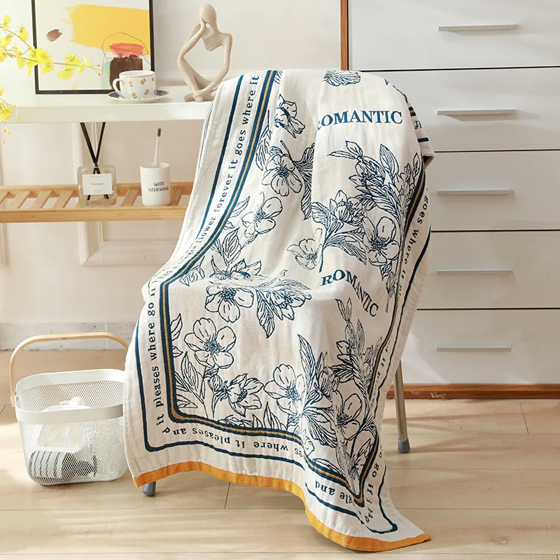 

Newborn Baby Kids Bath Towel Colored Gauze Cotton Five-layer Absorbent Household Cartoon Bath and Shower 80X160cm