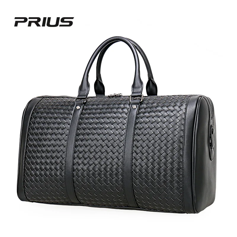 100%Leather luxury brand woven travel bag for men's leisure travel suitable for women's travel capacity suitcase travel bag