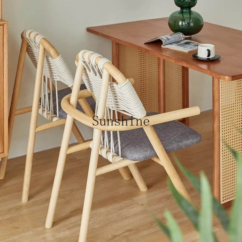 Обеденный стул из веревочной ткани в японском стиле один для проживания семье