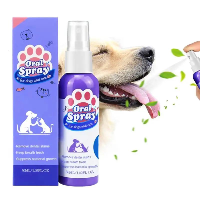 

Dog Breath Freshener Spray Pet Teeth Cleaner Care Spray 30ML Dog Mouth Wash Bad Breath Remover Stain Remover Pet Accessories