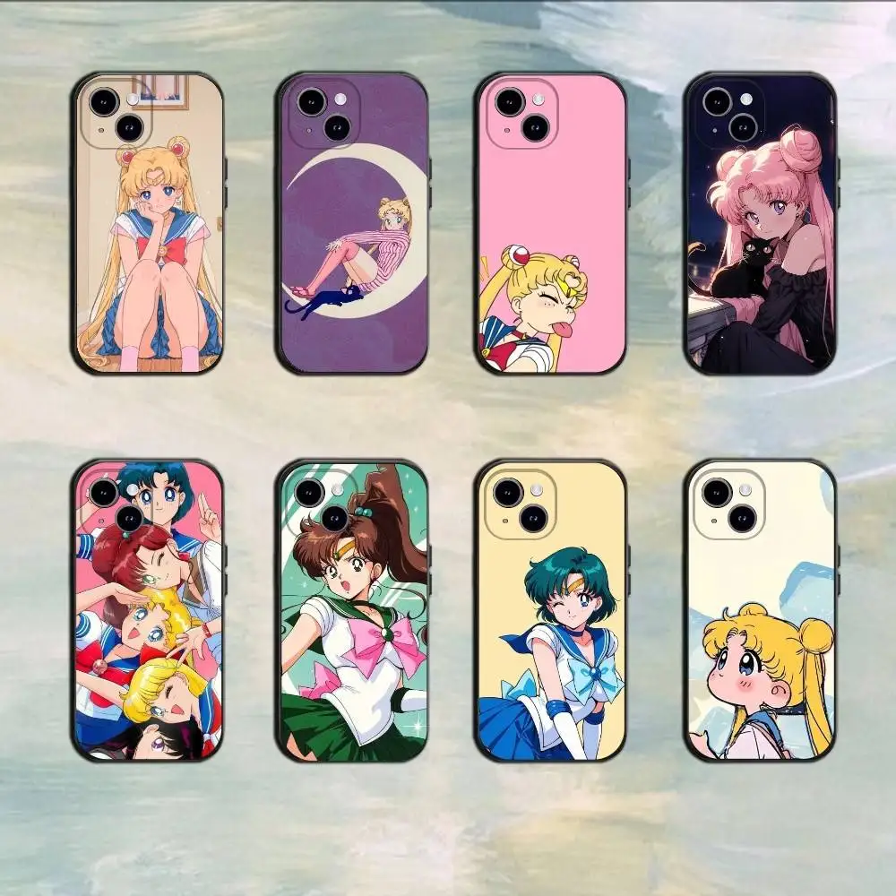 Фото Чехол для телефона Sailor Chibi Moo для 17, 16, 15, 14, 13, 12, 11 Mini XS XR X 6S 6 Pro Max Plus, черный мягкий чехол №1
