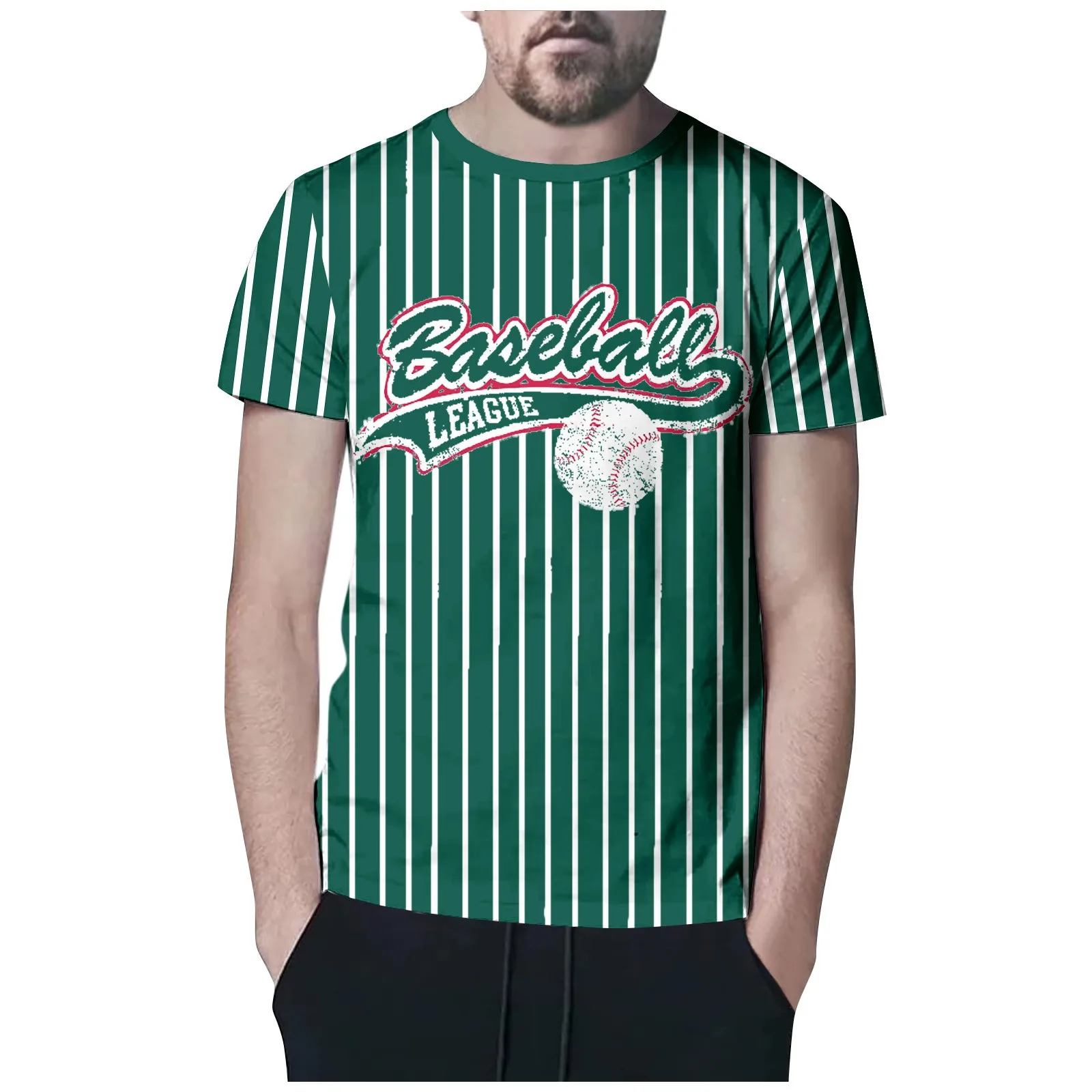 

Summer Short Sleeve Neck Sweat Absorbing Ball Wear Printed Youth Fashion Pullover T-Shirt Short Sleeve T Shirts For Men Y2k Tops