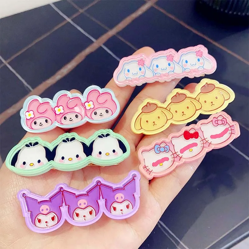 

Sanrio Kawaii My Melody Kuromi Cinnamoroll Avatar Hairpin Ins Student Sweet Girl Heart Bangs Duckbill Clip Headdress Card Gift