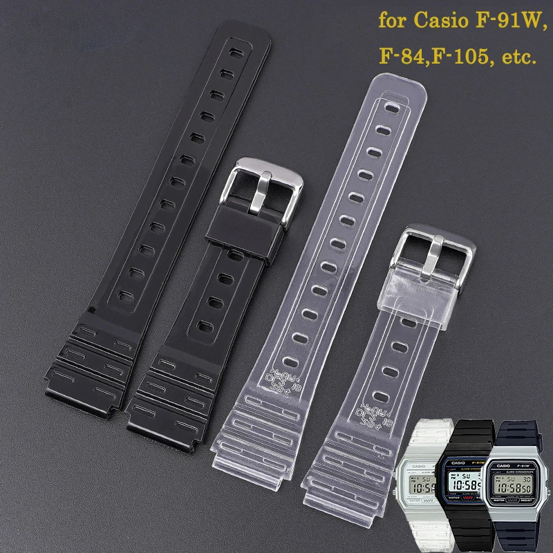 Ремешок сменный силиконовый для Casio F91W F84 F105/108 A158/168 AE1200/1300 18 мм |