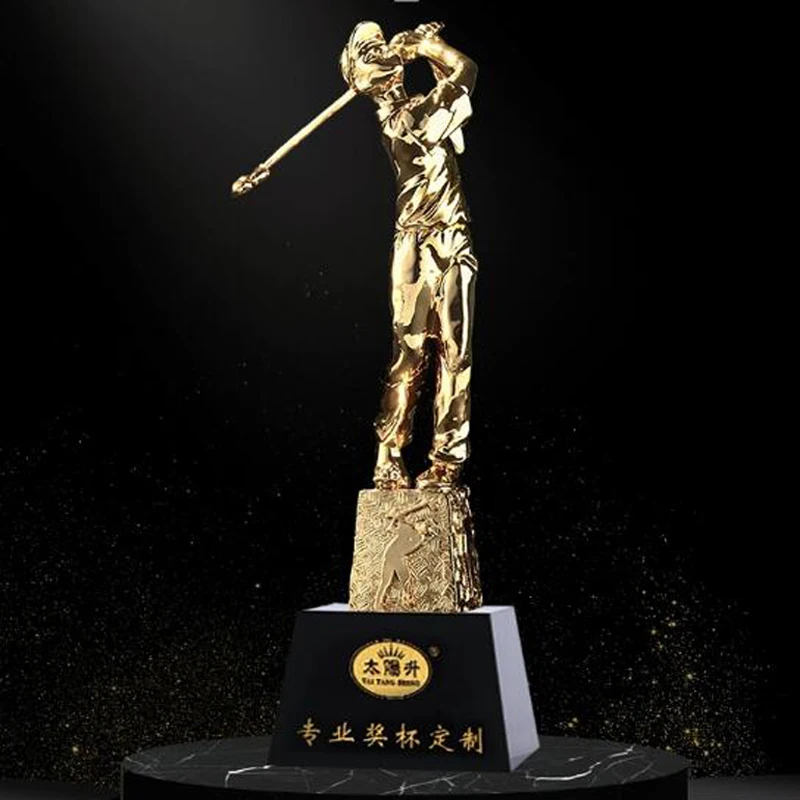 Индивидуальный трофей для гольфа с гравировкой кристалла позолоченная смола