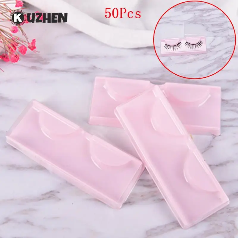 

50Pcs/Lot False Eyelashes Empty Packing Box Mini Reusable Eyes Lashes Case PVC Clear Lid Eyelash Holders