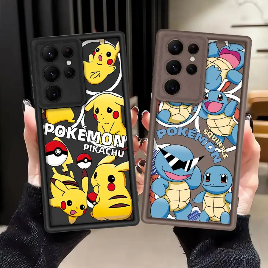 Фото Чехол для телефона Samsung Galaxy S26Ultra Note 20 Ultra S20 FE S23 S21 S25 S22 S26 Plus S24 ultra P-Pikachus And Squirtle №1