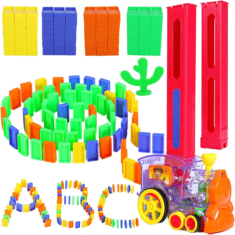 

Domino Train Domino Block Set Automatic Lay Block Toy Domino Train Car Set Stacking Game Fun and Colorful Train DIY Toy Gift