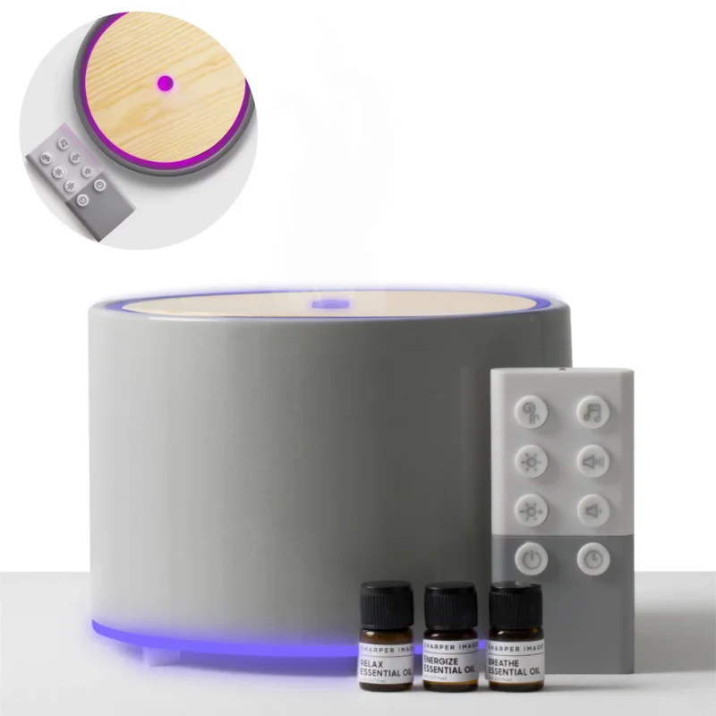 

Sharper Image Essential Oil Aromatherapy Ceramic Mist Diffuser with Remote Control & 3 Essential Oils, 5 Ounce Capacity