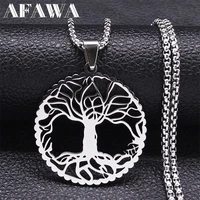 fashion tree of life silver color chain necklaces for women stainless steel plant necklace jewelry arbol de la vida n4628s01