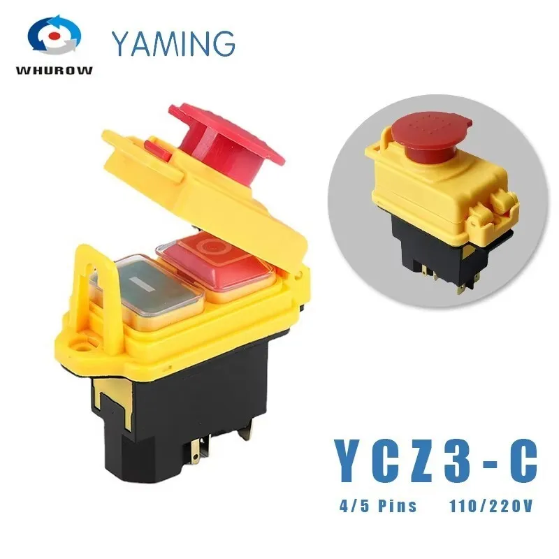 

Электромагнитный переключатель 4/5 Pin 110 В 220 В ВКЛ-ВЫКЛ мгновенный сброс кнопка с крышкой IP55 водонепроницаемый YCZ3-C замена KJD17