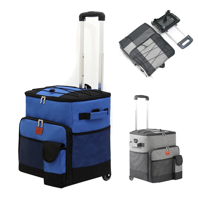 Insulated With Wheels Large Capacity Leakproof Ice Rolling Cooler Bags For Outdoor Travel Beach Picnic