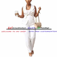 womens suit 2 piece summer fashion double breasted vest pants set white business formal sleeveless jacket