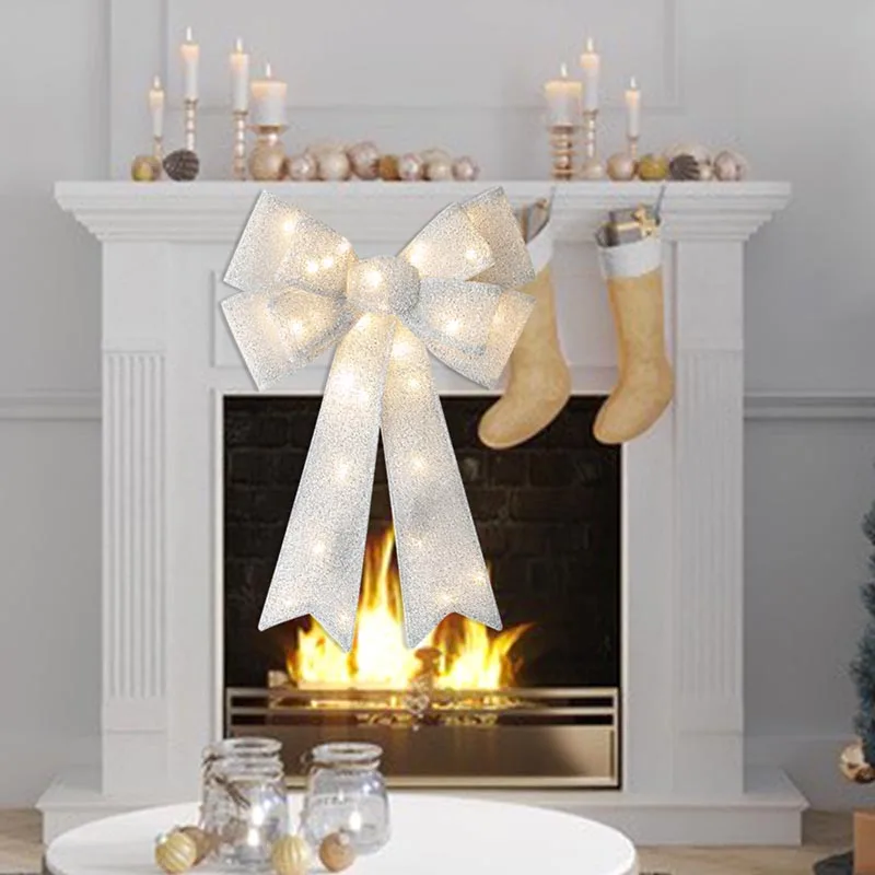 

54x39cm Large Bow Wedding Decorations For Home Warm Lights Christmas Bow Birthday Wedding Party Decoration Wall Door Pendant