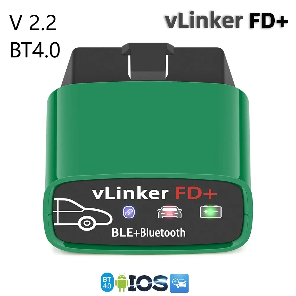 자동차 스캐너 Vgate vLinker FD + ELM327 블루투스 호환 4.0, FORScan 와이파이 OBD2 자동차 진단