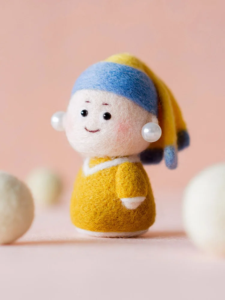 

JoJoo Wool felt DIY material package handmade doll pearl earring girl Handcraft Needle Felting Kit Accessories Birthday Gifts