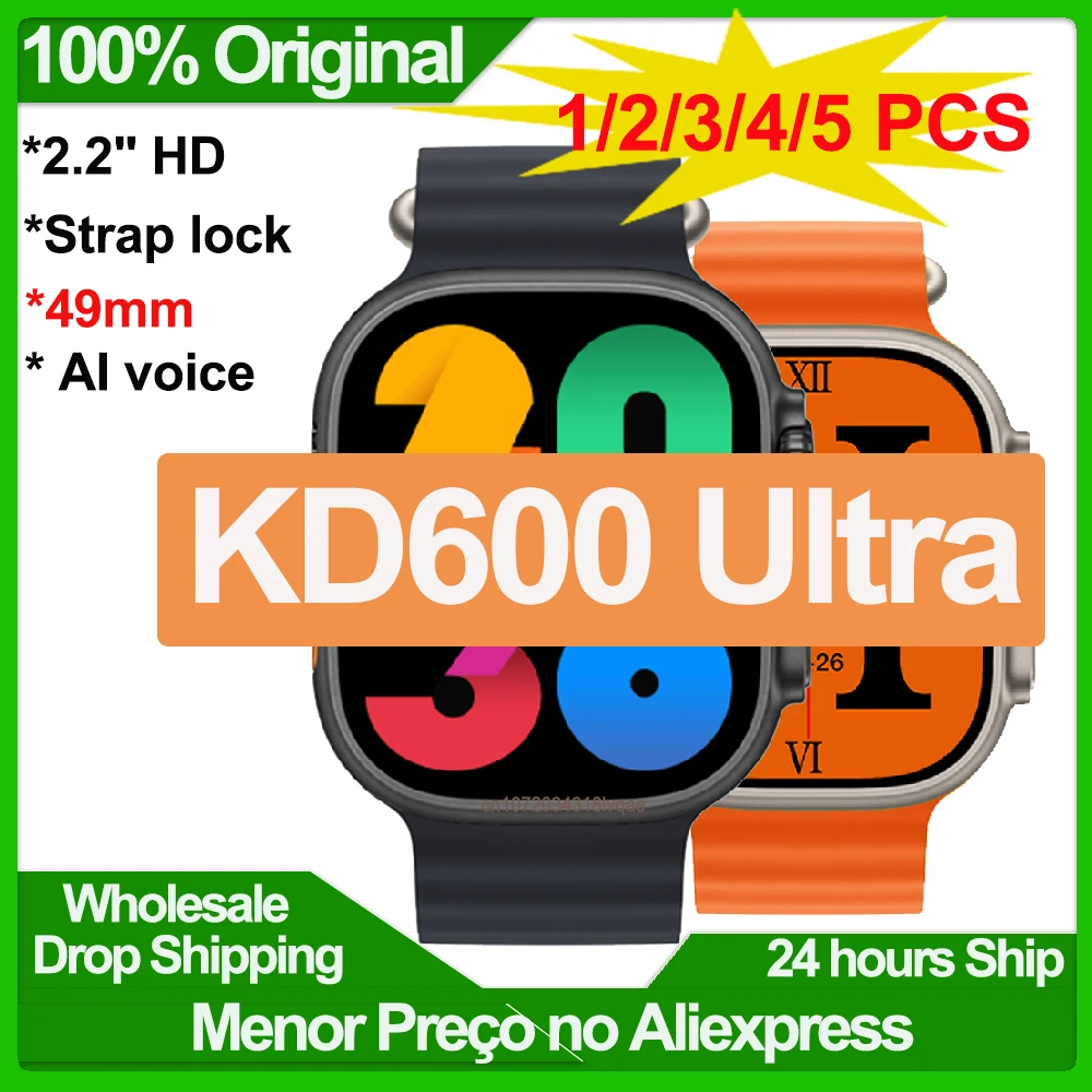 Смарт-часы KD600 Ultra Series 8, 2,2 дюйма, Bluetooth, беспроводное зарядное устройство