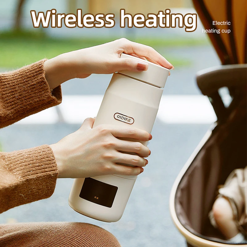 

2600mAh Wireless Electric Kettle Rechargeable Milk Conditioner 300ml Thermos Cup Travel Heating Cup Water Bottle For Outdoor