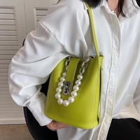 fashion pearl totes beads crossbody messenger bag 2022 handbags for women luxury designer pu leather shoulder bags lady brand tr