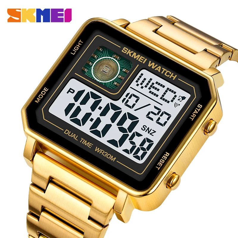 

SKMEI Man Watch Full Steel Digital Sport Watch 2Time Waterproof Calendar Alarm Clock Luxury Fashion Man Watch Reloj Hombre