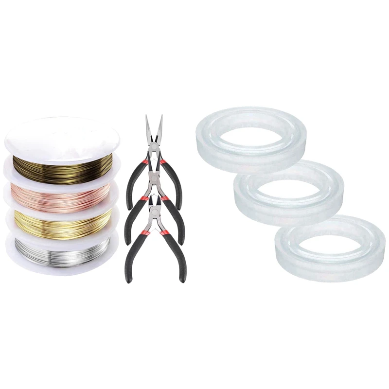 

1 Set Jewelry Pliers And Jewelry Beading Wire Tools Set & 1 Set Large Resin Bracelet Bangle Mold 3 Pack Inner Diameter