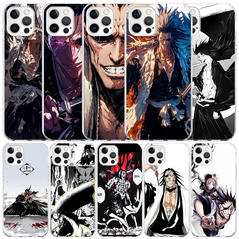 Фото Чехол Zaraki Kenpachi Bleach с мягким покрытием для iPhone 16, 17 Air, 15, 14 Pro Max, 16E, 17E, 13 Mini, 12, 11, 7, SE с принтом и узором №1