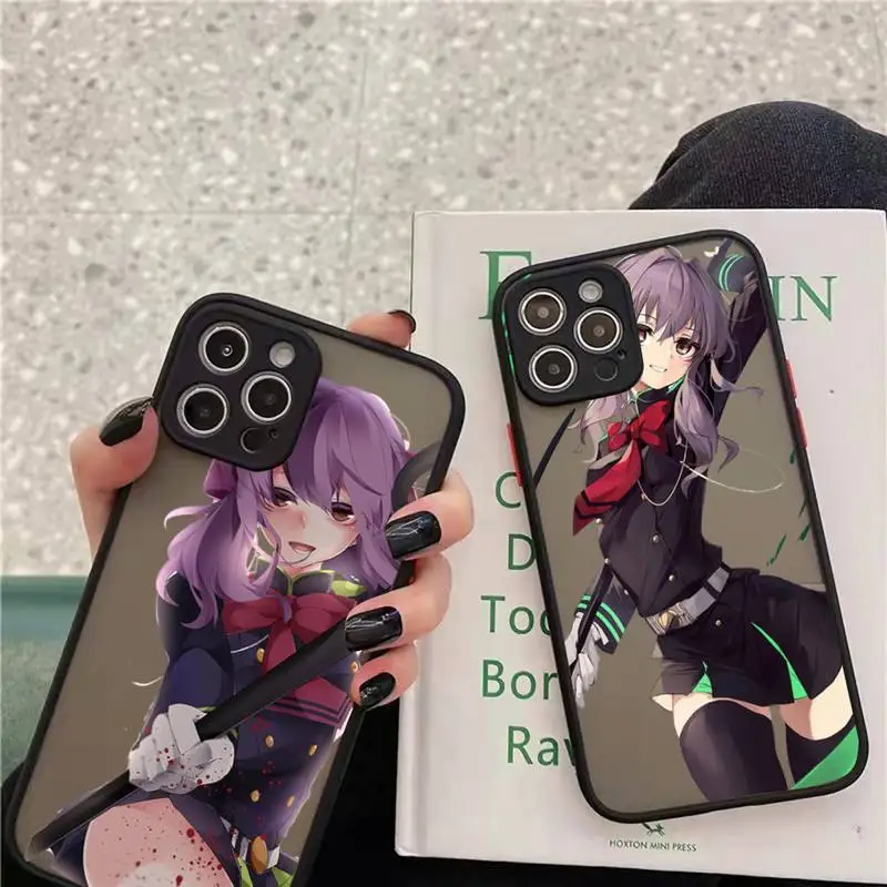 

Anime Seraph of the end Hiiragi Shinoa Phone Case matte transparent For iphone 7 8 11 12 13 plus mini x xs xr pro max cover