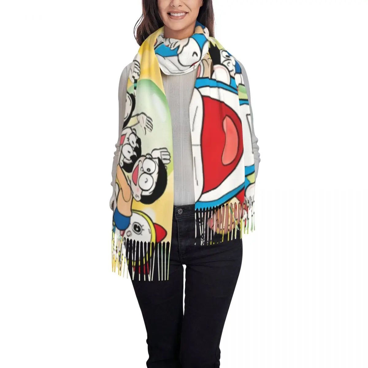 Теплый мягкий шарф зимние шали с героями мультфильмов D-Doraemon Wrpas платок на заказ