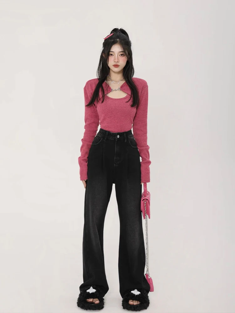 

2022 Autumn Hollow Out Short Long Sleeve Casual Sweaters Women Harajuku Streetwear Solid Pullovers Sexy Cardigan+Camis Set